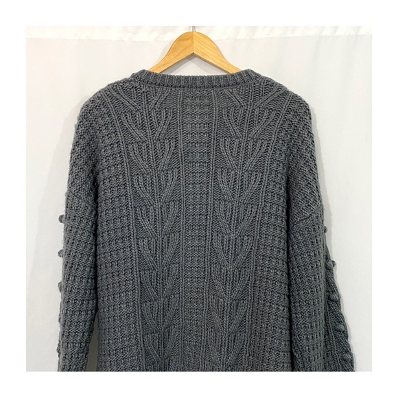 Rylee & Cru Chunky Bobble Knit Button Down Cardigan Sweater in Grey - Picture 6 of 10